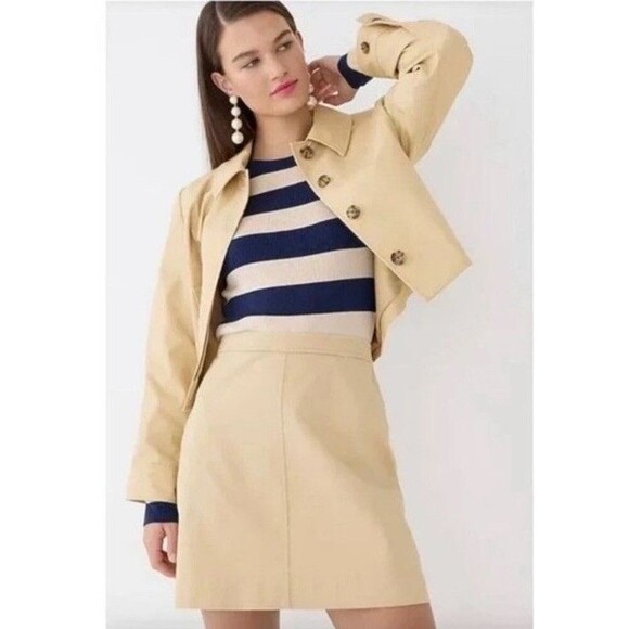 J.Crew Natasha Skirt in Stretch Twill Cotton  | Sz 20 | Light Khaki - Picture 1 of 9